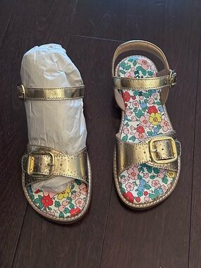 Mini Boden Metallic Gold Buckle Sandals